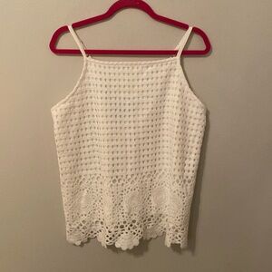 Maurices White Floral Crochet Front Tank + Soft Lining and Back [Size: L]